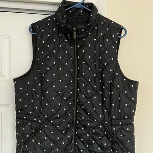Talbots Vest Black w/white polka dots Size XL